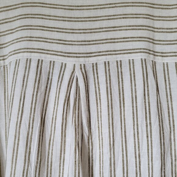 Oversized Boyfriend Button-down Linen Blend Shirt Cream with Stripes Siz… - Picture 6 of 13